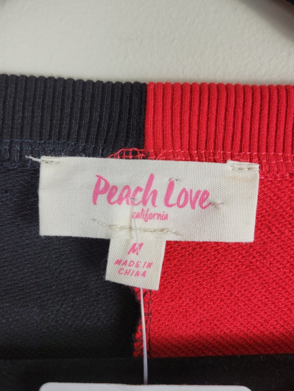 Peach Love Colorblock Red Black Puff Short Sleeve Football Helmet Mini Dress - Picture 10 of 11